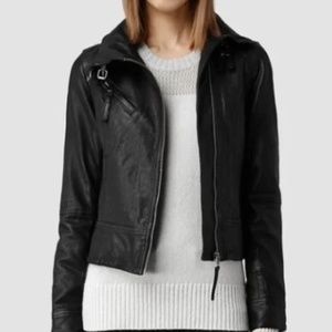 AllSaints Belvedere Jacket Black Leather Size 8